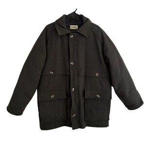 Gander Mountain Wool Down Puffer Parka Coat Men Size L Green Lined